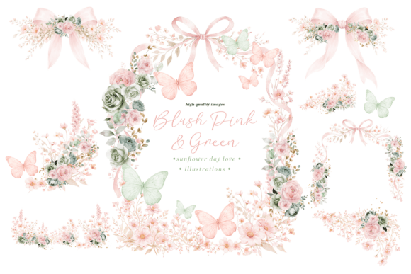 Download Blush Pink &amp; Sage Wildflowers Clipart, - Pink Collection