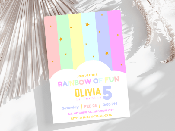 Download Rainbow Birthday Party Invitation Card - Rainbow Collection