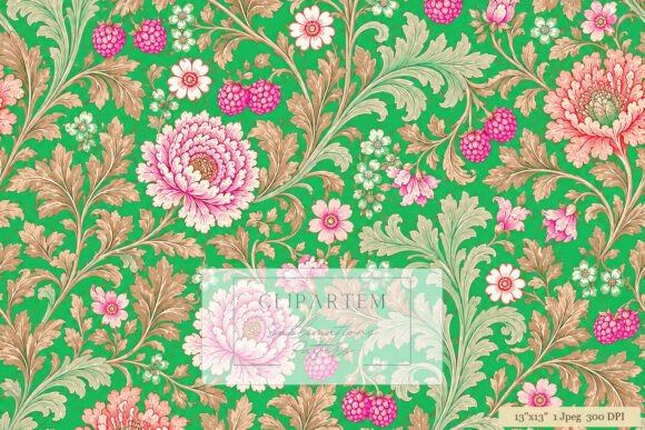 Download Victorian Floral Green Pink Digital Art - Pink Collection