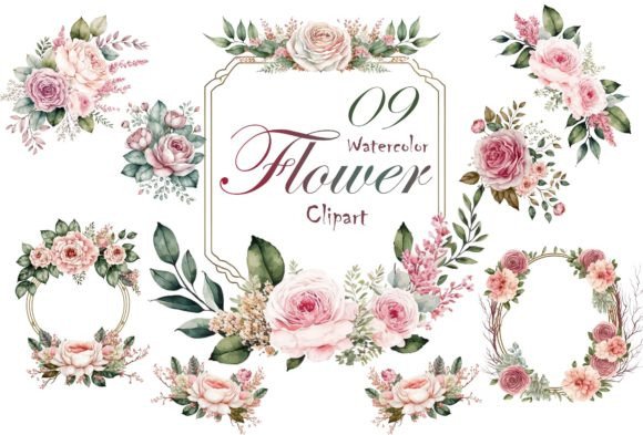 Download Pink Roses Watercolor Flower Clipart - Pink Collection