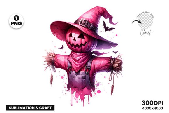 Download Halloween Pink Spooky Scarecrow Clipart - Pink Collection