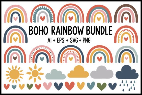 Download Boho Rainbow Clipart Bundle - Rainbow Collection
