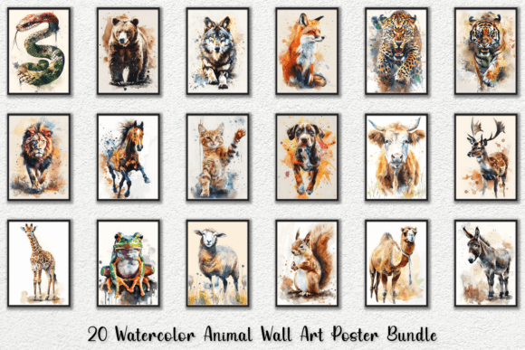 Download Watercolor Animal Wall Art Poster Bundle - Watercolor animal Collection