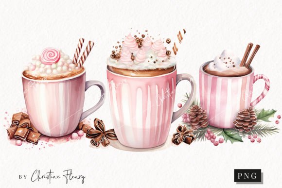 Download Watercolor Pink Hot Cocoa Clipart - Pink Collection