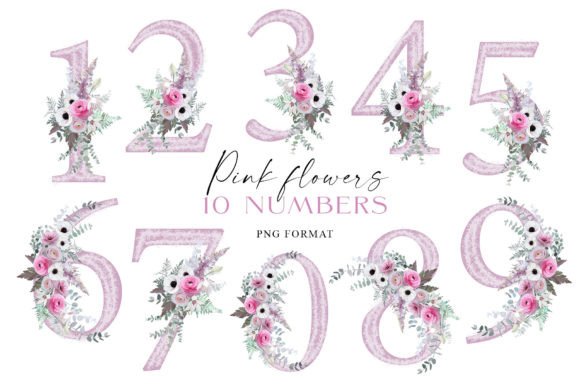 Download Pink Flowers Individual Numbers PNG - Pink Collection