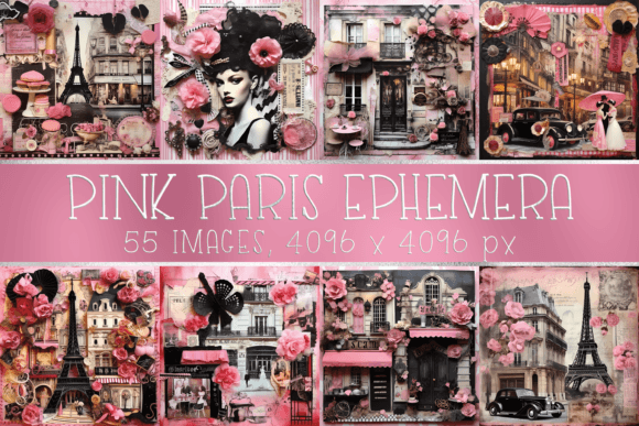 Download Pink Paris Vintage Ephemera Scrapbooking - Pink Collection