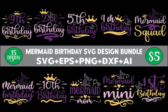 Download Mermaid Birthday SVG Bundle - Premium Resources