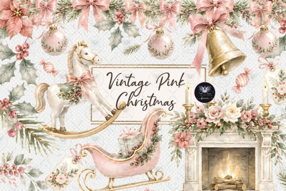 Download Vintage Pink Christmas Clipart - Pink Collection