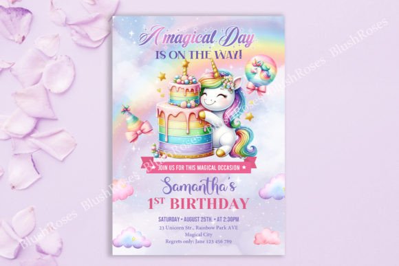 Download Magical Rainbow Unicorn Birthday Invite - Rainbow Collection