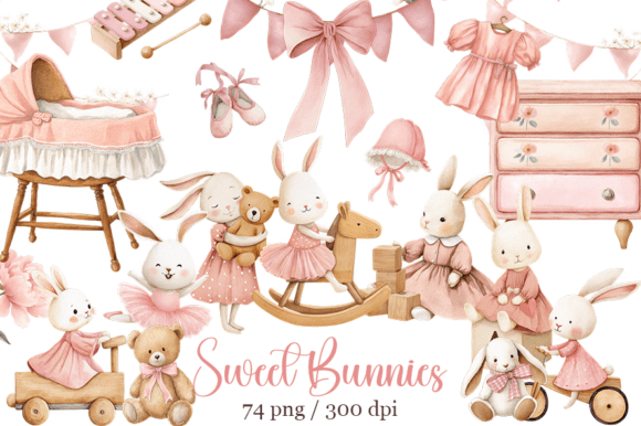 Download Cute Bunny Clipart, Pink Boho Bunny - Pink Collection