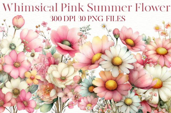Download Whimsical Pink Summer Flower Clipart - Pink Collection